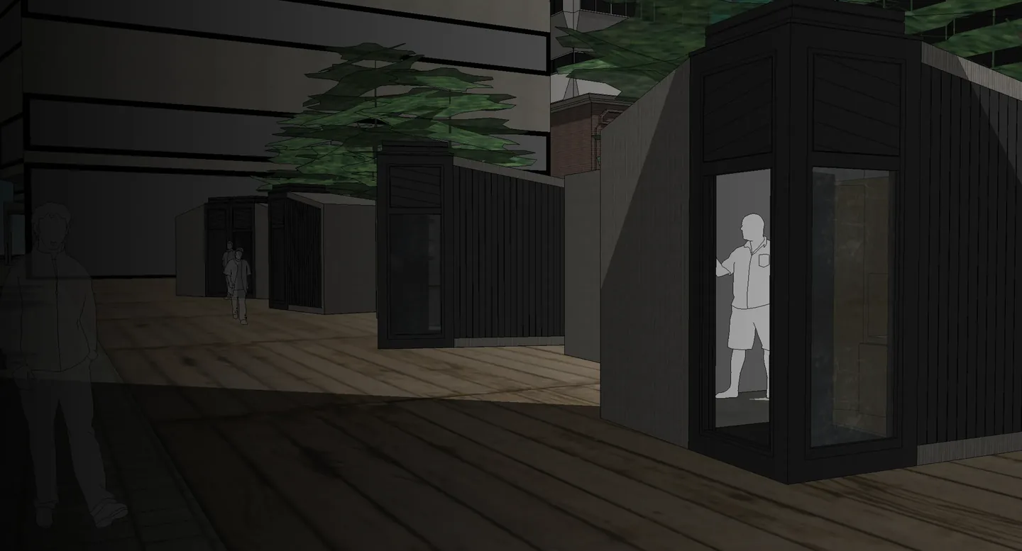 Azure supportive housing village of printed units